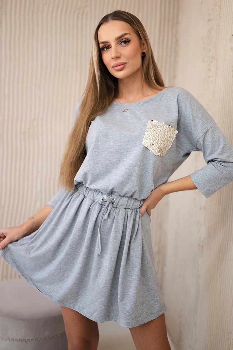 Dress with pocket 9004 / – Gray цвет / color | Lexline Fashion