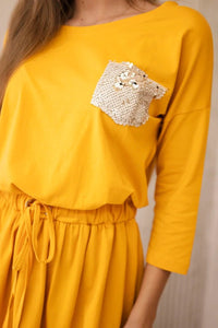 Dress with pocket 9004 / – Mustard цвет / color | Lexline Fashion