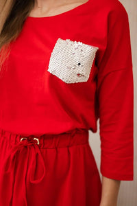 Dress with pocket 9004 / – Red цвет / color | Lexline Fashion