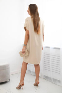 Dress with pockets 5954D / – Beige цвет / color | Lexline Fashion