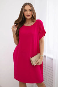 Dress with pockets 5954D / – Fuchsia цвет / color | Lexline Fashion