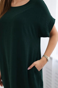 Dress with pockets 5954D / – Green || Dark цвет / color | Lexline Fashion