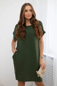 Dress with pockets 5954D / – Khaki цвет / color | Lexline Fashion