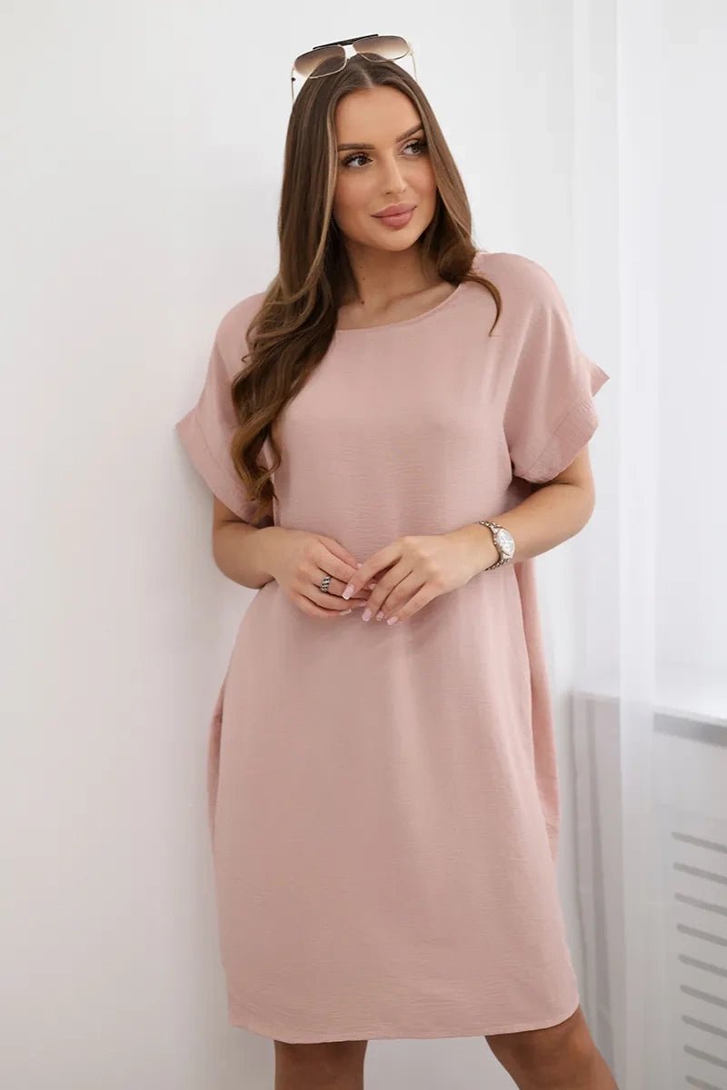 Dress with pockets 5954D / – Powder || Dark цвет / color | Lexline Fashion
