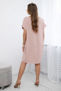 Dress with pockets 5954D / – Powder || Dark цвет / color | Lexline Fashion