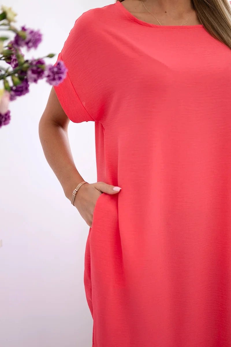 Dress with pockets 5954D / – Raspberry цвет / color | Lexline Fashion