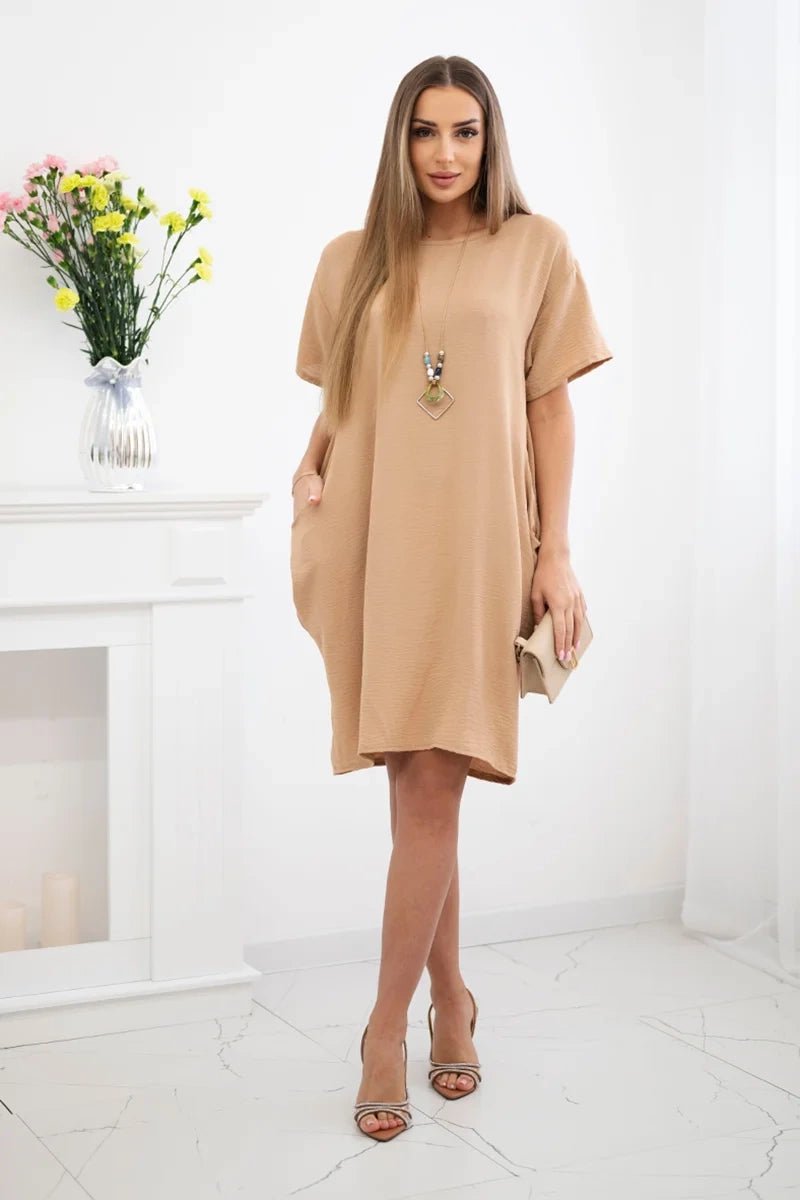 Dress with pockets and pendant IT - 34 / – Camel цвет / color | Lexline Fashion