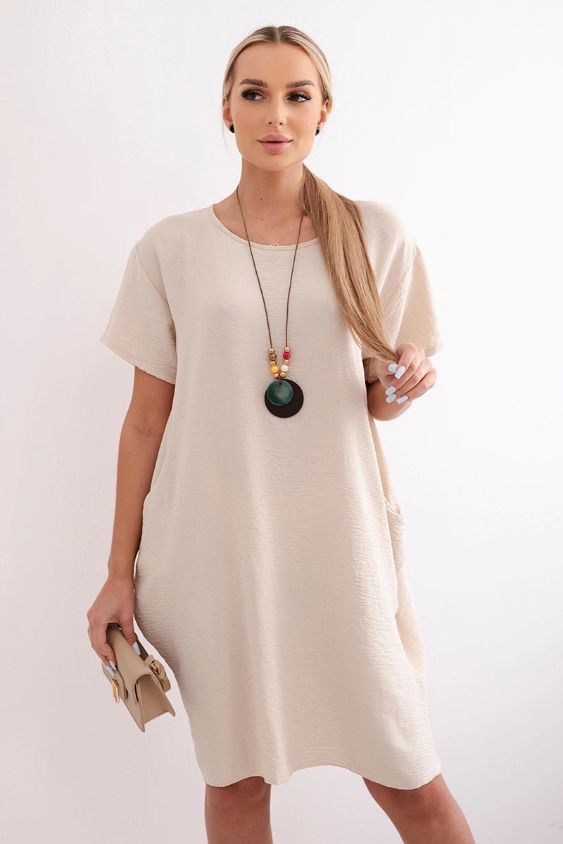 Dress with pockets and pendant IT - 34 / – Dark || beige цвет / color | Lexline Fashion