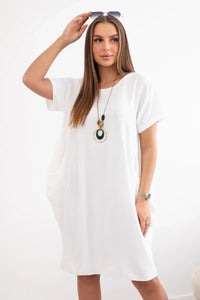 Dress with pockets and pendant IT - 34 / – Ecru цвет / color | Lexline Fashion