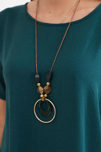 Dress with pockets and pendant IT - 34 / – Green || Dark цвет / color | Lexline Fashion