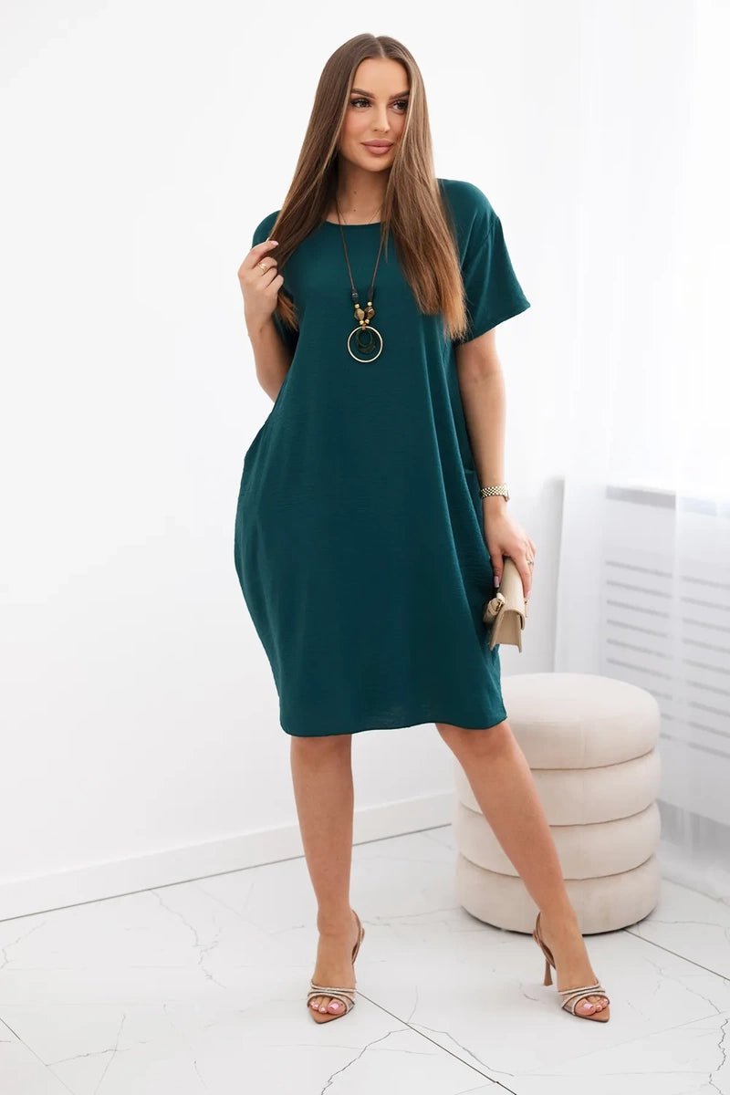 Dress with pockets and pendant IT - 34 / – Green || Dark цвет / color | Lexline Fashion