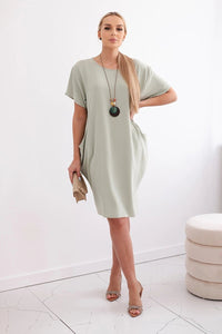 Dress with pockets and pendant IT - 34 / – Green || Light цвет / color | Lexline Fashion