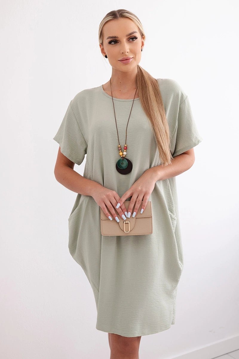 Dress with pockets and pendant IT - 34 / – Green || Light цвет / color | Lexline Fashion