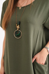 Dress with pockets and pendant IT - 34 / – Khaki цвет / color | Lexline Fashion