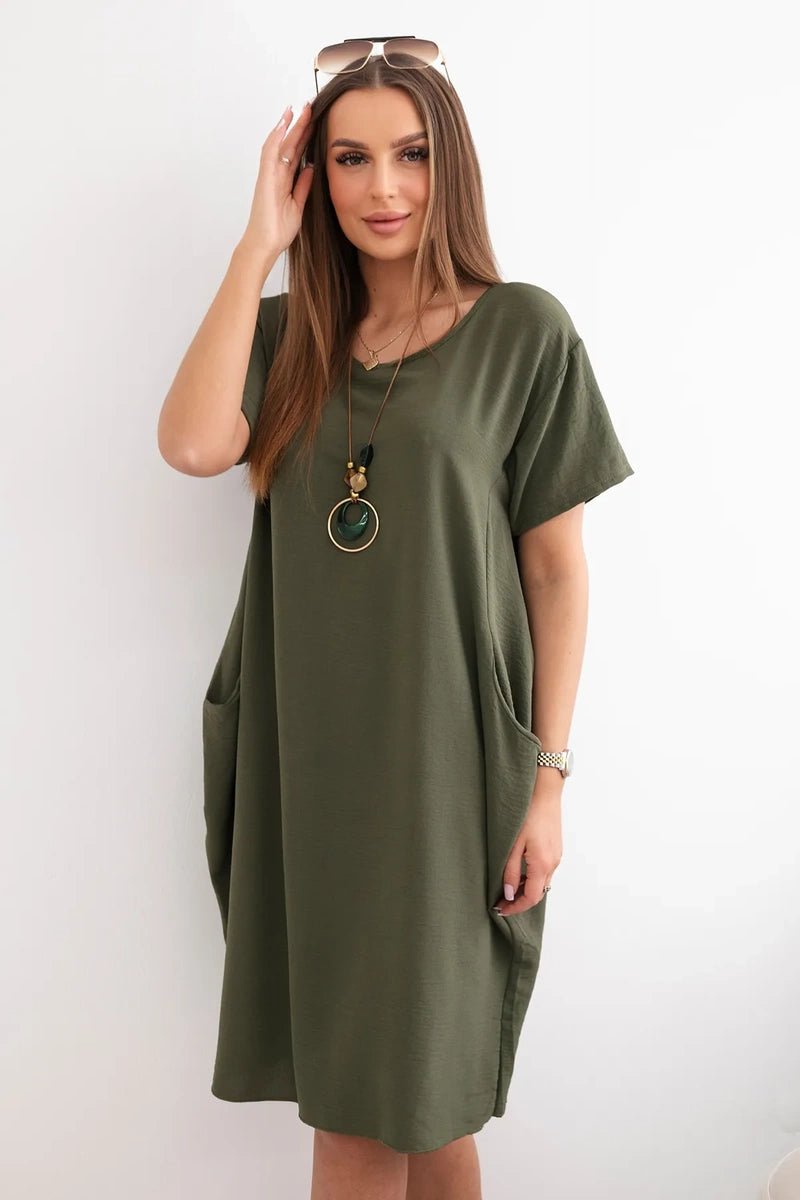 Dress with pockets and pendant IT - 34 / – Khaki цвет / color | Lexline Fashion