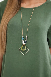 Dress with pockets and pendant IT - 34 / – Khaki || Light цвет / color | Lexline Fashion