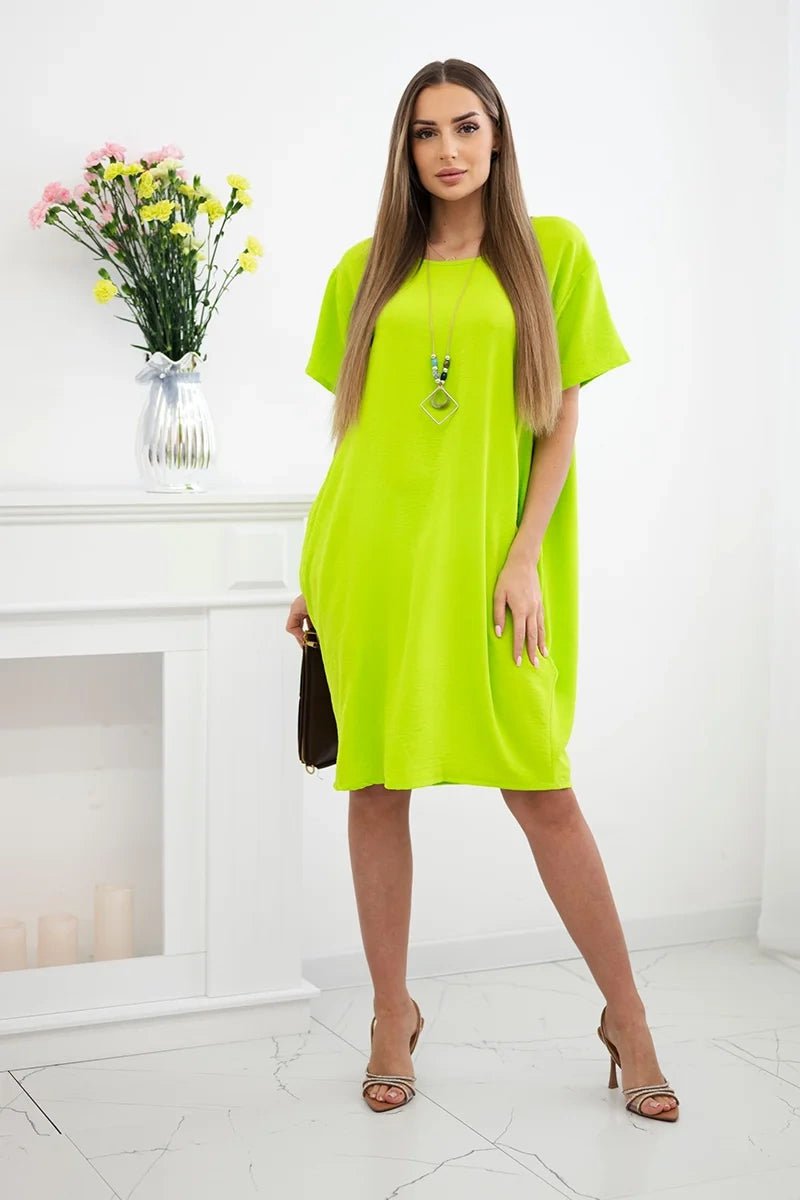 Dress with pockets and pendant IT - 34 / – Kiwi цвет / color | Lexline Fashion