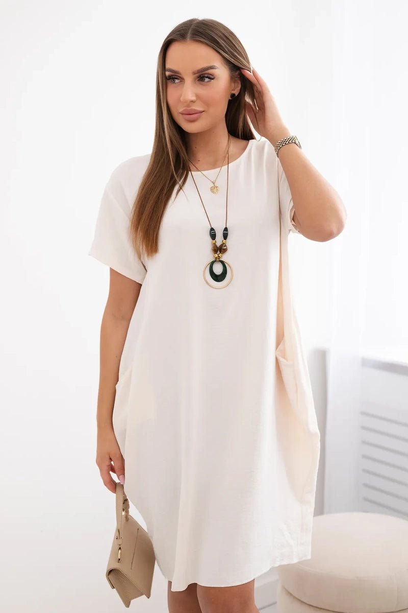 Dress with pockets and pendant IT - 34 / – Light || Beige цвет / color | Lexline Fashion
