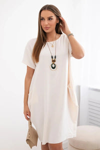 Dress with pockets and pendant IT - 34 / – Light || Beige цвет / color | Lexline Fashion