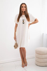 Dress with pockets and pendant IT - 34 / – Light || Beige цвет / color | Lexline Fashion
