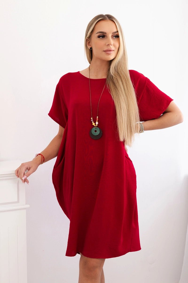 Dress with pockets and pendant IT - 34 / – Maroon цвет / color | Lexline Fashion