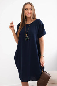 Dress with pockets and pendant IT - 34 / – Navy blue цвет / color | Lexline Fashion