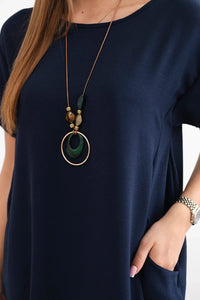 Dress with pockets and pendant IT - 34 / – Navy blue цвет / color | Lexline Fashion