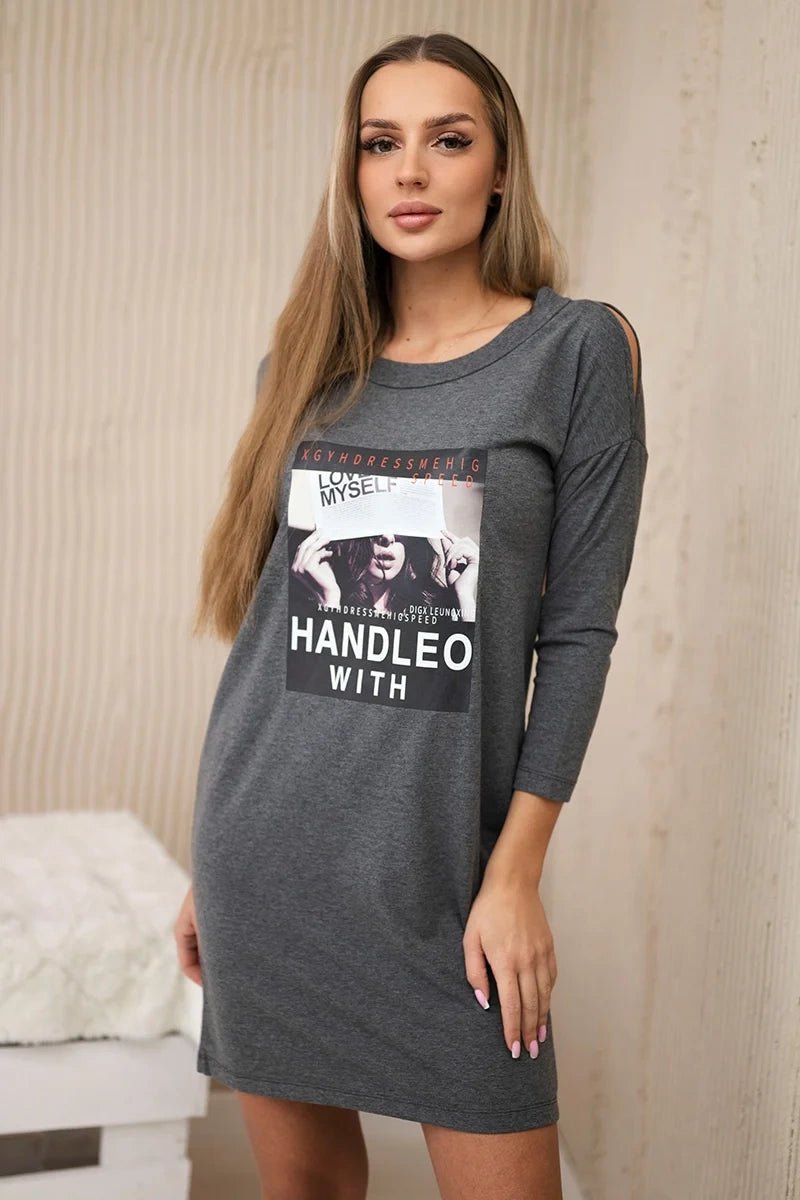 Dress with print 66856 / – Graphite цвет / color | Lexline Fashion