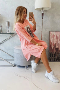 Dress with print 9007 / – Apricot цвет / color | Lexline Fashion