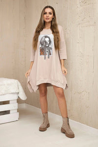 Dress with print 9007 / – Beige цвет / color | Lexline Fashion