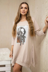 Dress with print 9007 / – Beige цвет / color | Lexline Fashion