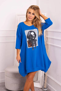 Dress with print 9007 / – Blue cornflower цвет / color | Lexline Fashion