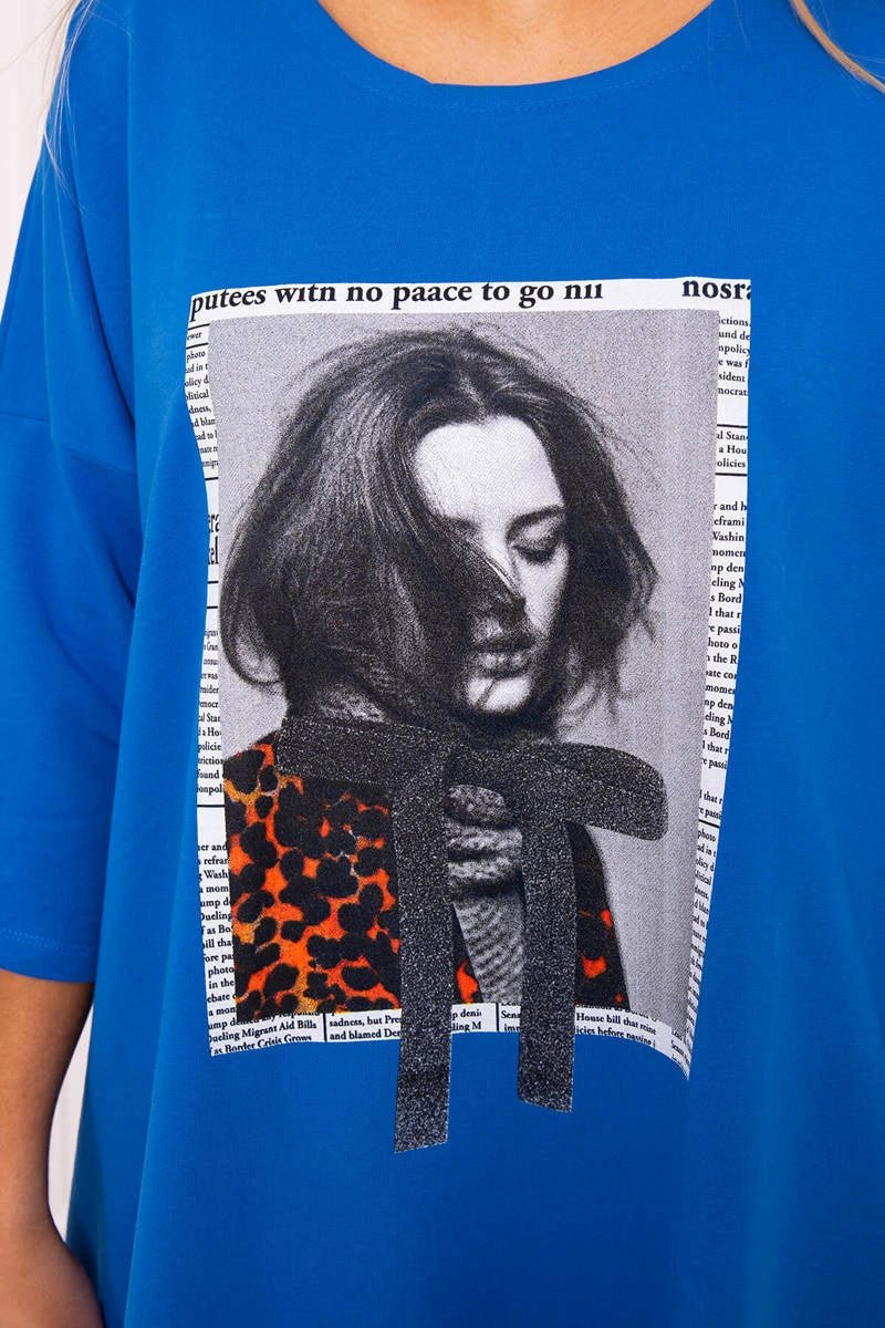 Dress with print 9007 / – Blue cornflower цвет / color | Lexline Fashion