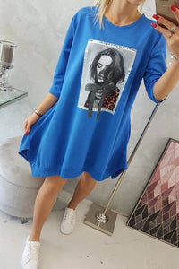 Dress with print 9007 / – Blue cornflower цвет / color | Lexline Fashion