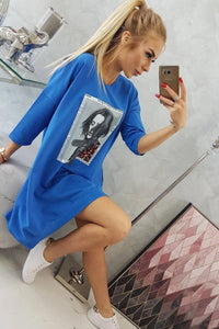 Dress with print 9007 / – Blue cornflower цвет / color | Lexline Fashion