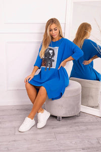 Dress with print 9007 / – Blue cornflower цвет / color | Lexline Fashion