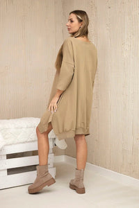 Dress with print 9007 / – Camel цвет / color | Lexline Fashion