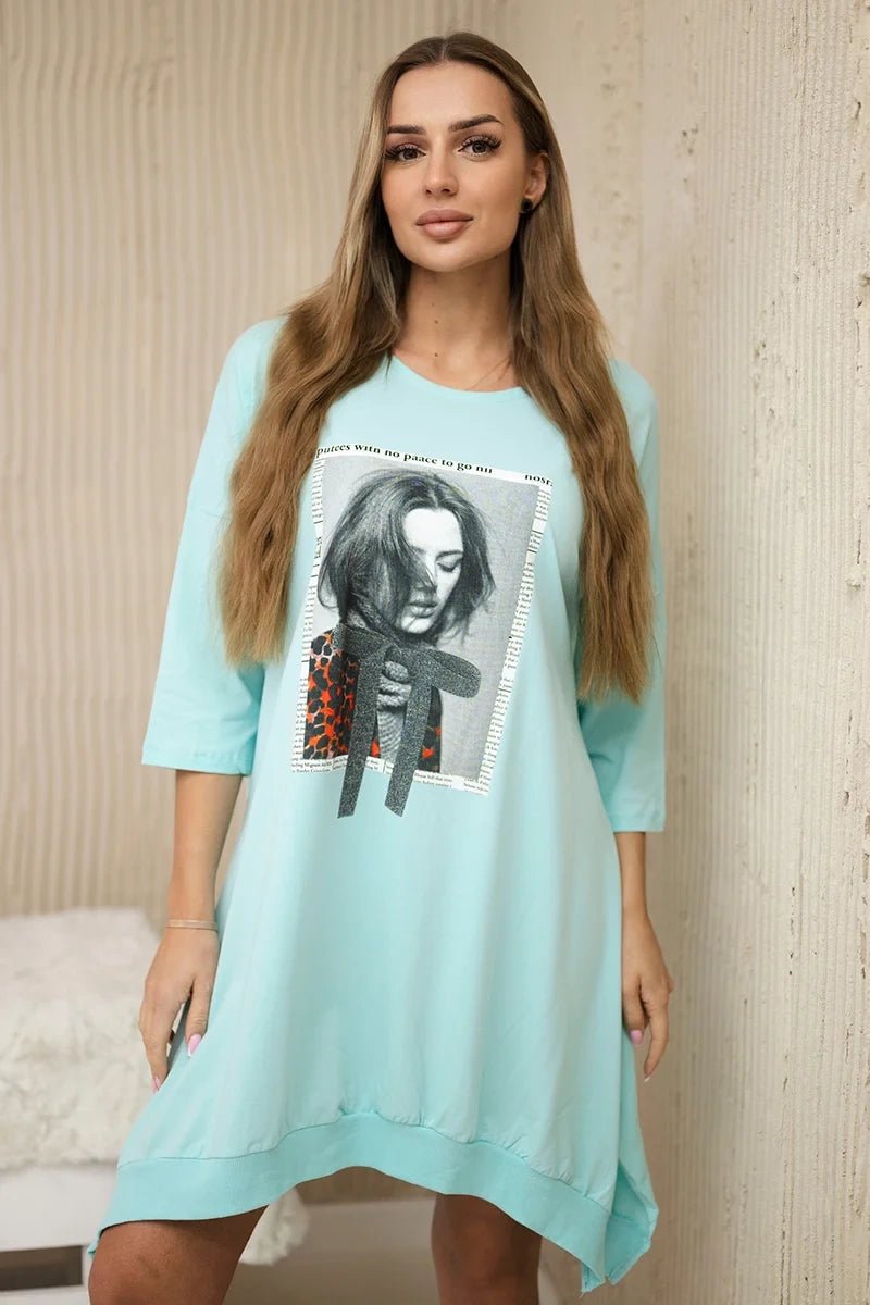 Dress with print 9007 / – Mint цвет / color | Lexline Fashion