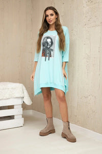 Dress with print 9007 / – Mint цвет / color | Lexline Fashion