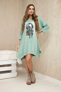 Dress with print 9007 / – Mint || Dark цвет / color | Lexline Fashion