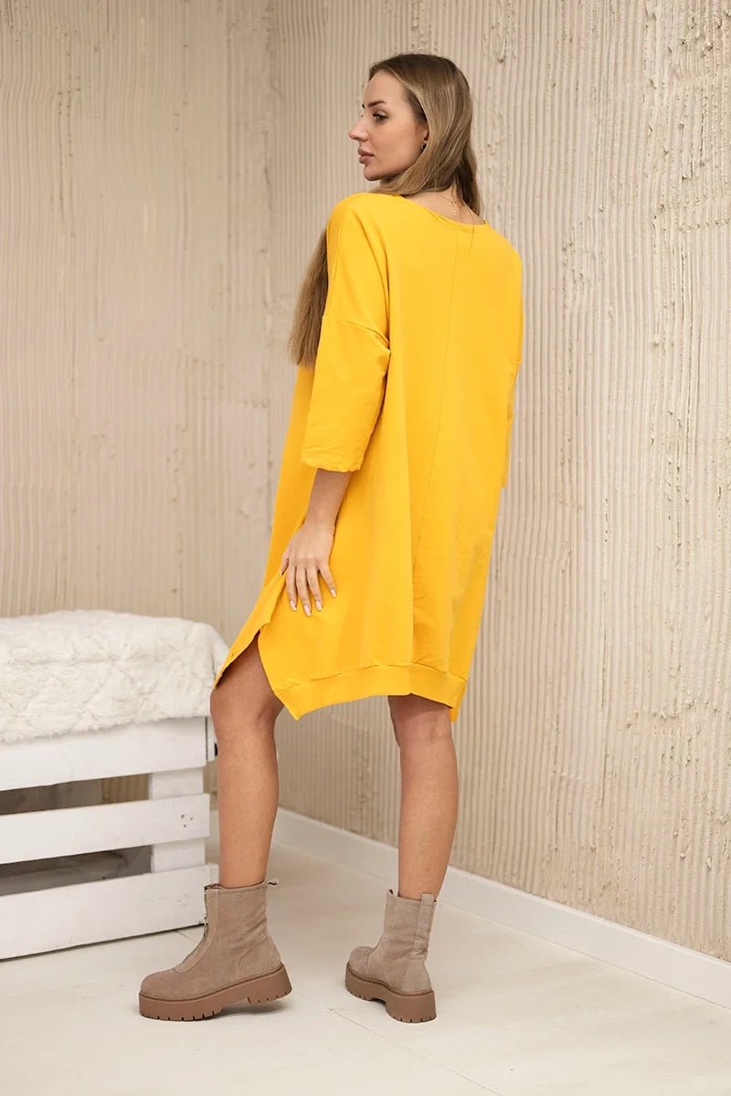 Dress with print 9007 / – Mustard цвет / color | Lexline Fashion
