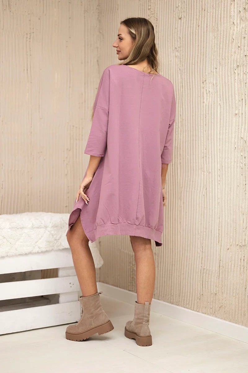 Dress with print 9007 / – Pink || Dark цвет / color | Lexline Fashion