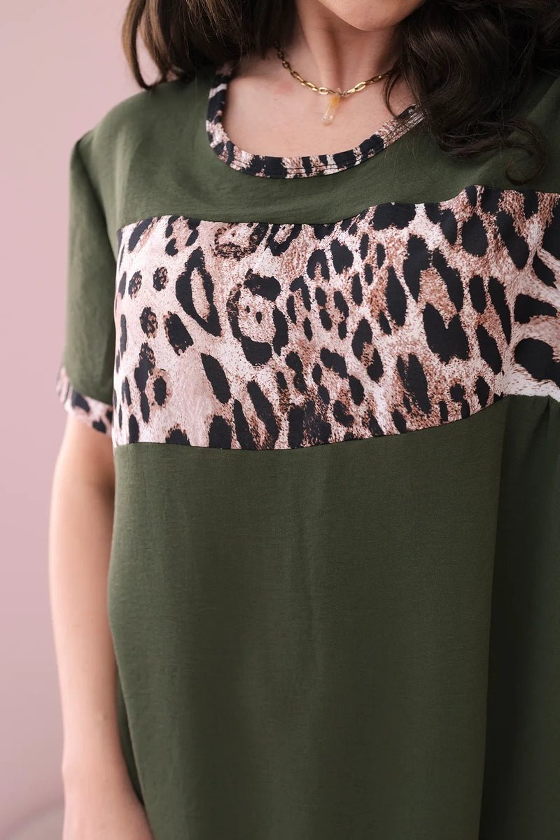 Dress with print IT - 32 / – Khaki цвет / color | Lexline Fashion