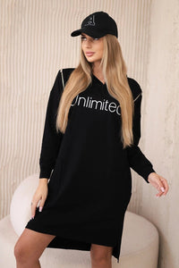 Dress with the inscription unlimited 9190 / – Black цвет / color | Lexline Fashion