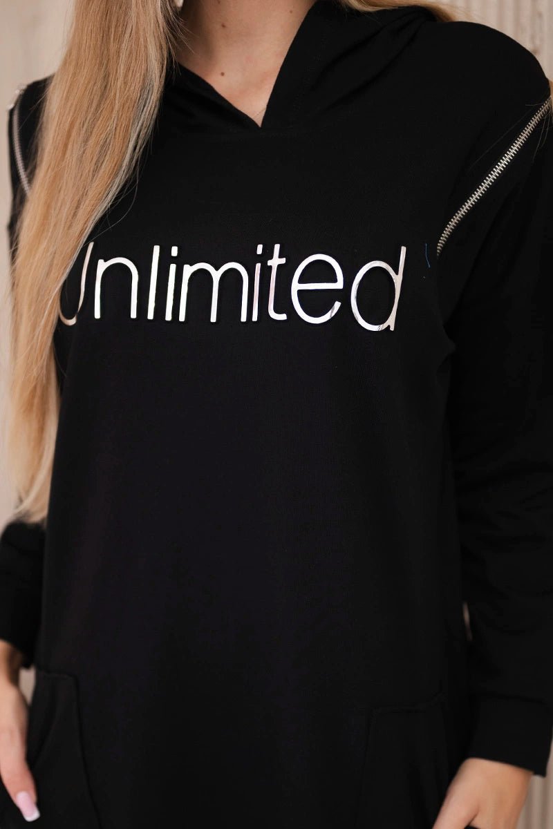 Dress with the inscription unlimited 9190 / – Black цвет / color | Lexline Fashion