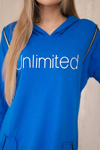 Dress with the inscription unlimited 9190 / – Blue cornflower цвет / color | Lexline Fashion
