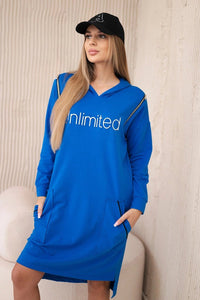 Dress with the inscription unlimited 9190 / – Blue cornflower цвет / color | Lexline Fashion