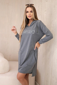 Dress with the inscription unlimited 9190 / – Graphite цвет / color | Lexline Fashion