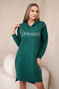 Dress with the inscription unlimited 9190 / – Green цвет / color | Lexline Fashion