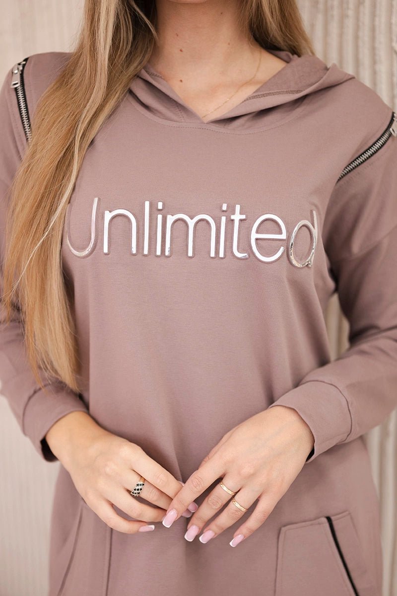 Dress with the inscription unlimited 9190 / – Mocca цвет / color | Lexline Fashion